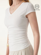 2Pcs Set V-neck Cap Sleeve Bra Tee & Pull-on Mermaid Midi Skirt