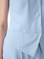 2Pcs Set Waistcoat with Pockets & Wide Leg Pant