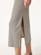 Striped Relaxed Midi Dress with Self-Tie
