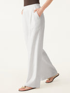 2Pcs Set Crewneck Tee & Mid Rise Wide Leg Pant with Pockets