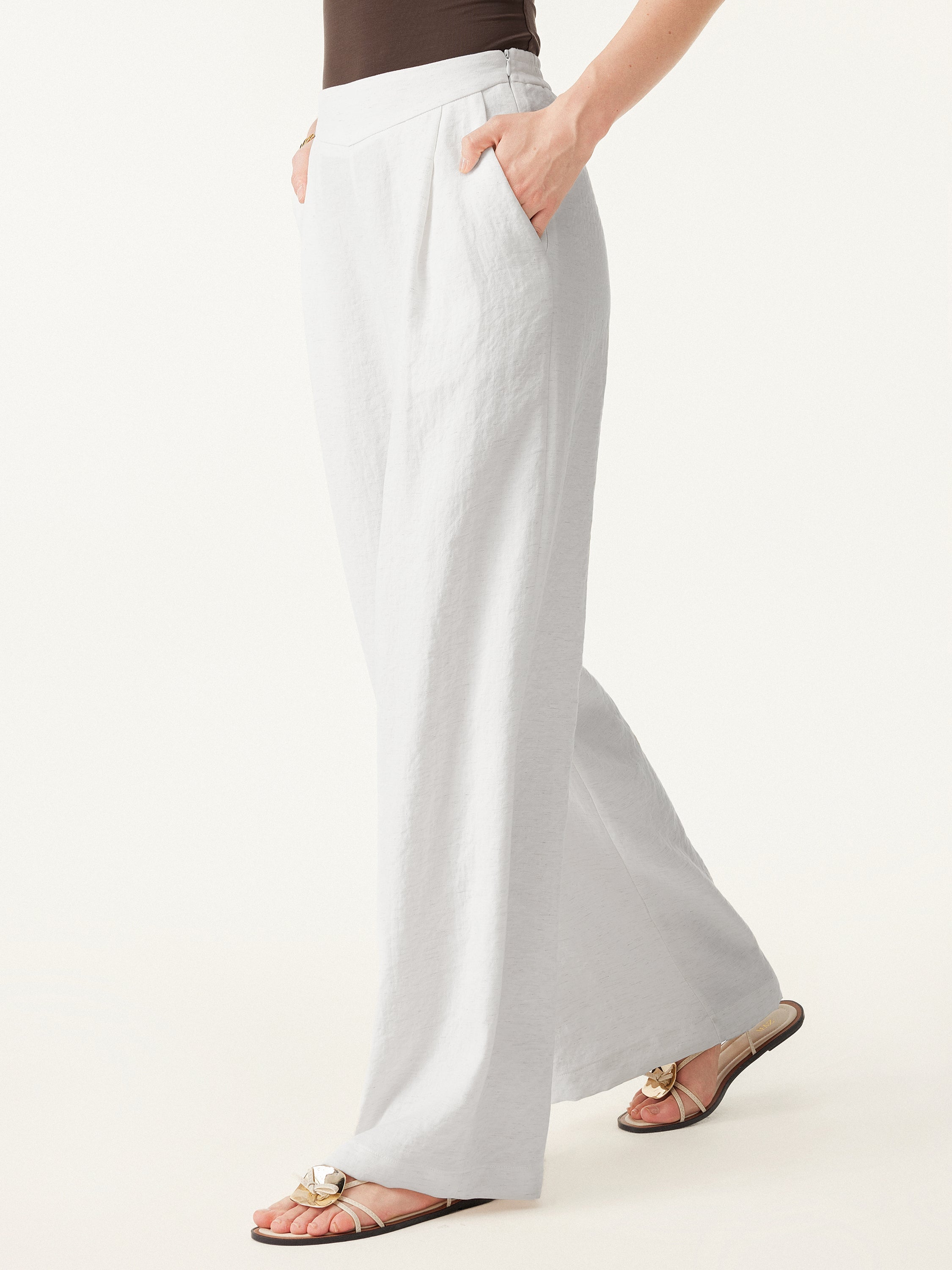 2Pcs Set Crewneck Tee & Mid Rise Wide Leg Pant with Pockets