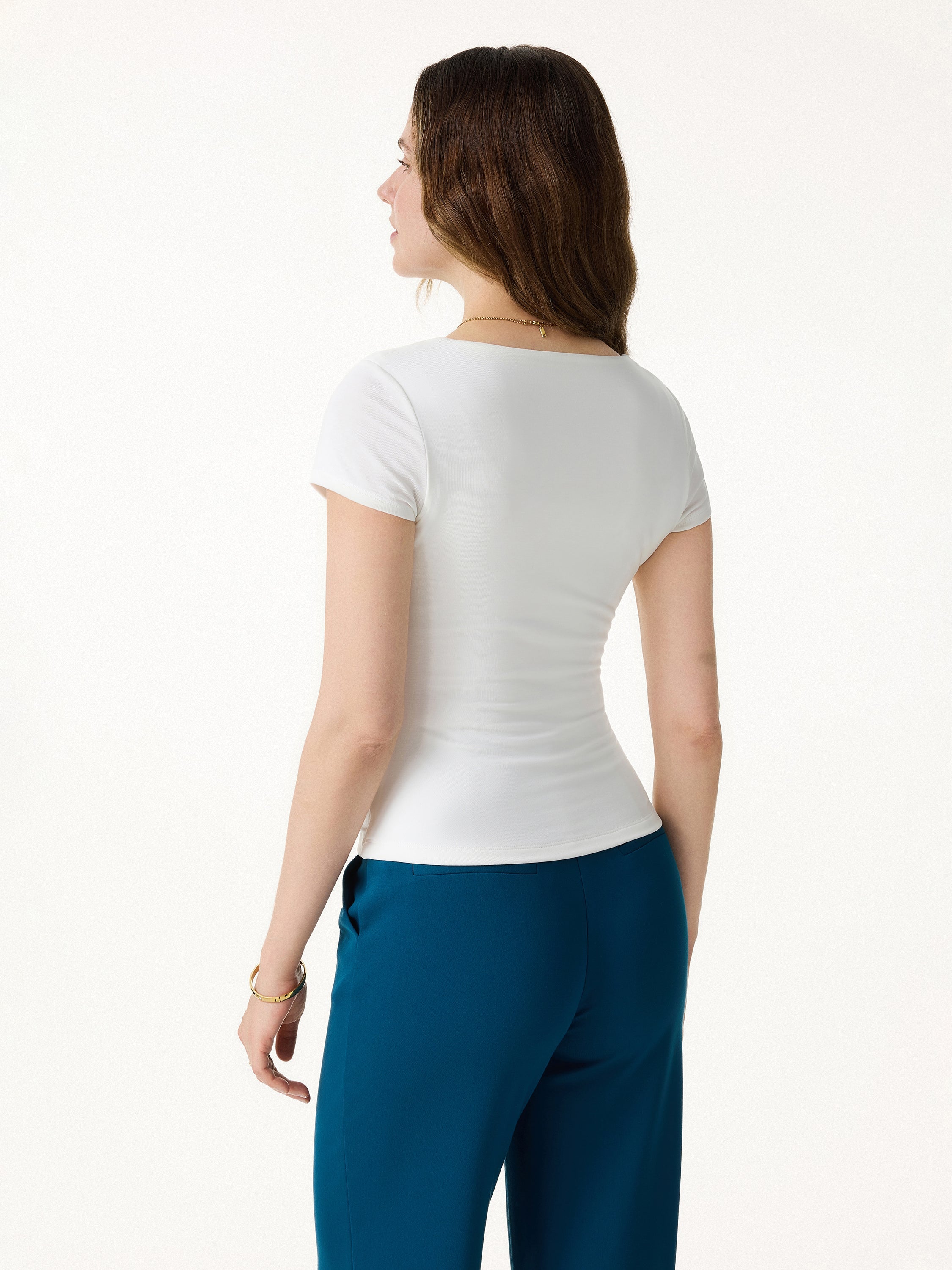 2Pcs Set Cowl Neck Ruched Bra Top & Side Ruched A-line Midi Skirt