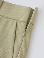 2Pcs Set Stand Collar V-Neck Top & Wrinkle-Resistant Tapered Pant
