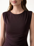 2Pcs Set Tucked Asymmetrical Hem Top & High Rise Wide Leg Pant
