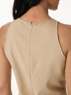 2Pcs Set Pleated Self-Tie Top & Tailored Shorts with Pockets
