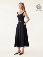 Balletic Scoop Neck Midi Bra Dress with Pockets