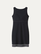 Lyocell-Wool Striped Open Back A-Line Mini Bra Dress