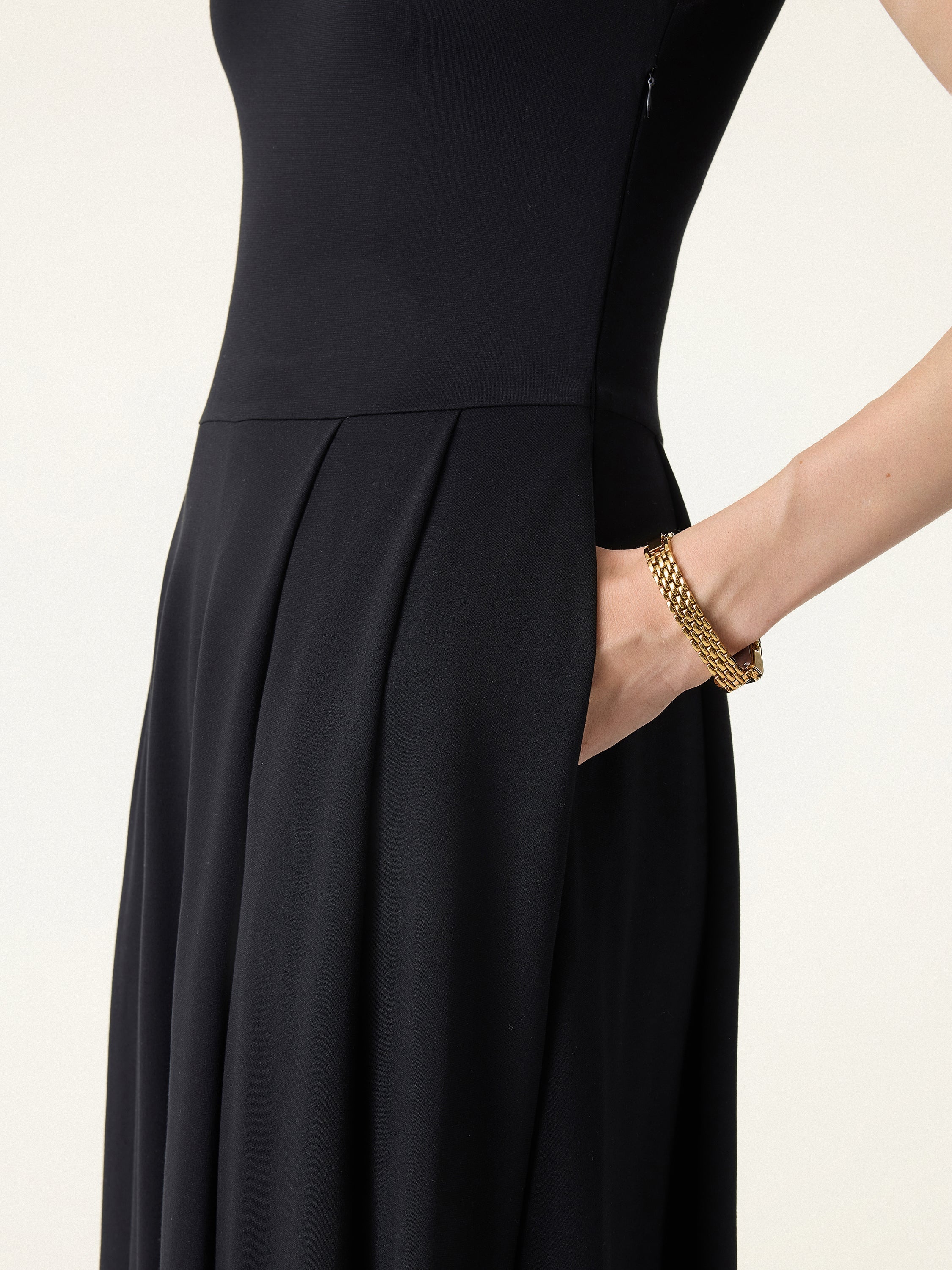 Balletic Scoop Neck Midi Bra Dress with Pockets