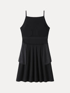 Stretch Ponte Square Neck Mini  A-Line Bra Dress with Pockets