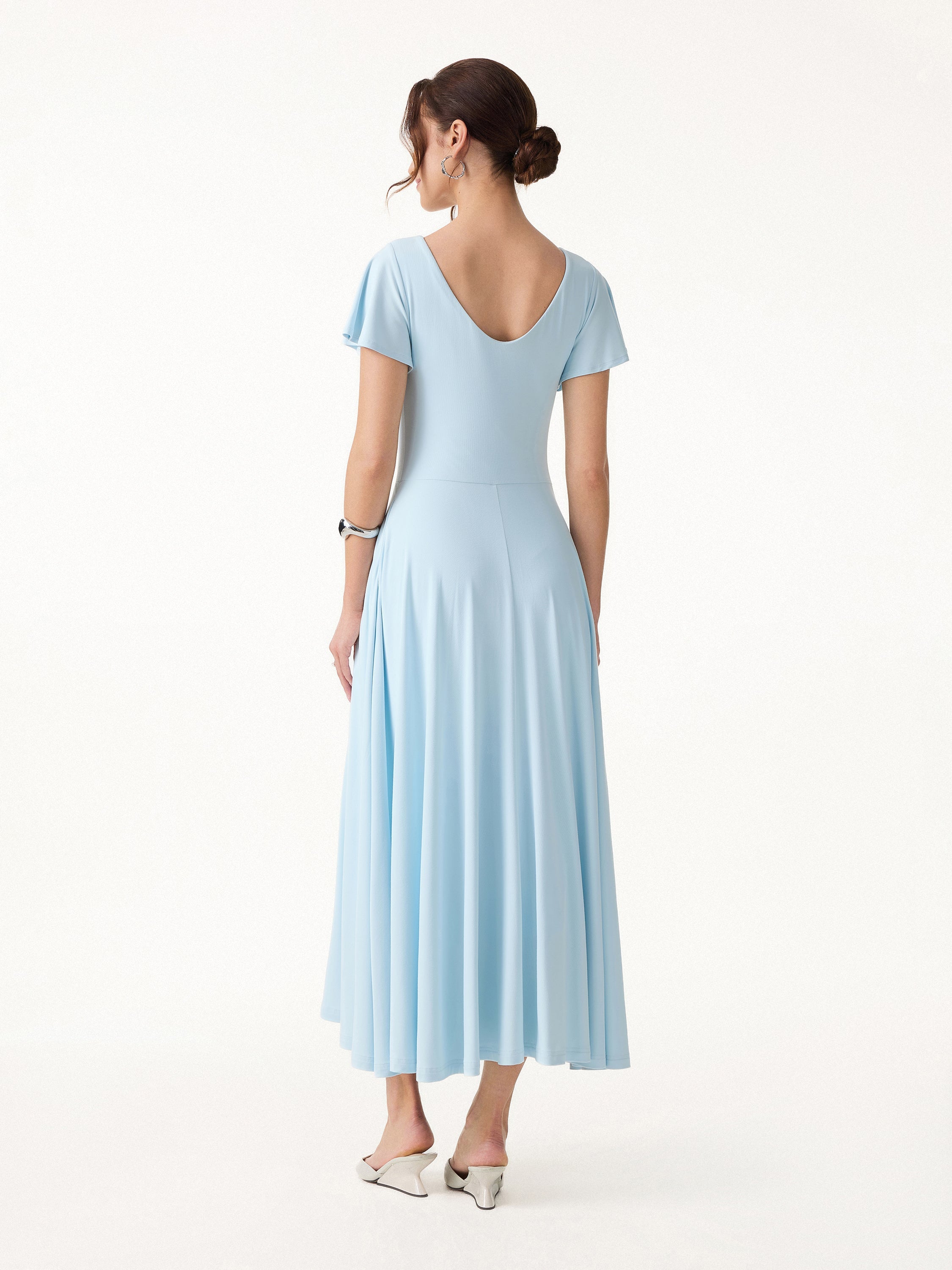 SkinKiss Boatneck Fit-and-Flare Maxi Travel Bra Dress with Pockets