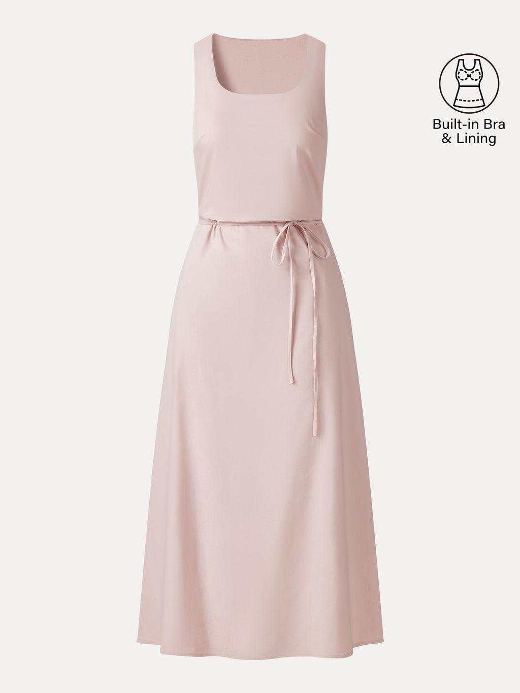 Wrinkle-Resistant Linen Blend U-Neck Maxi Dress with Pockets