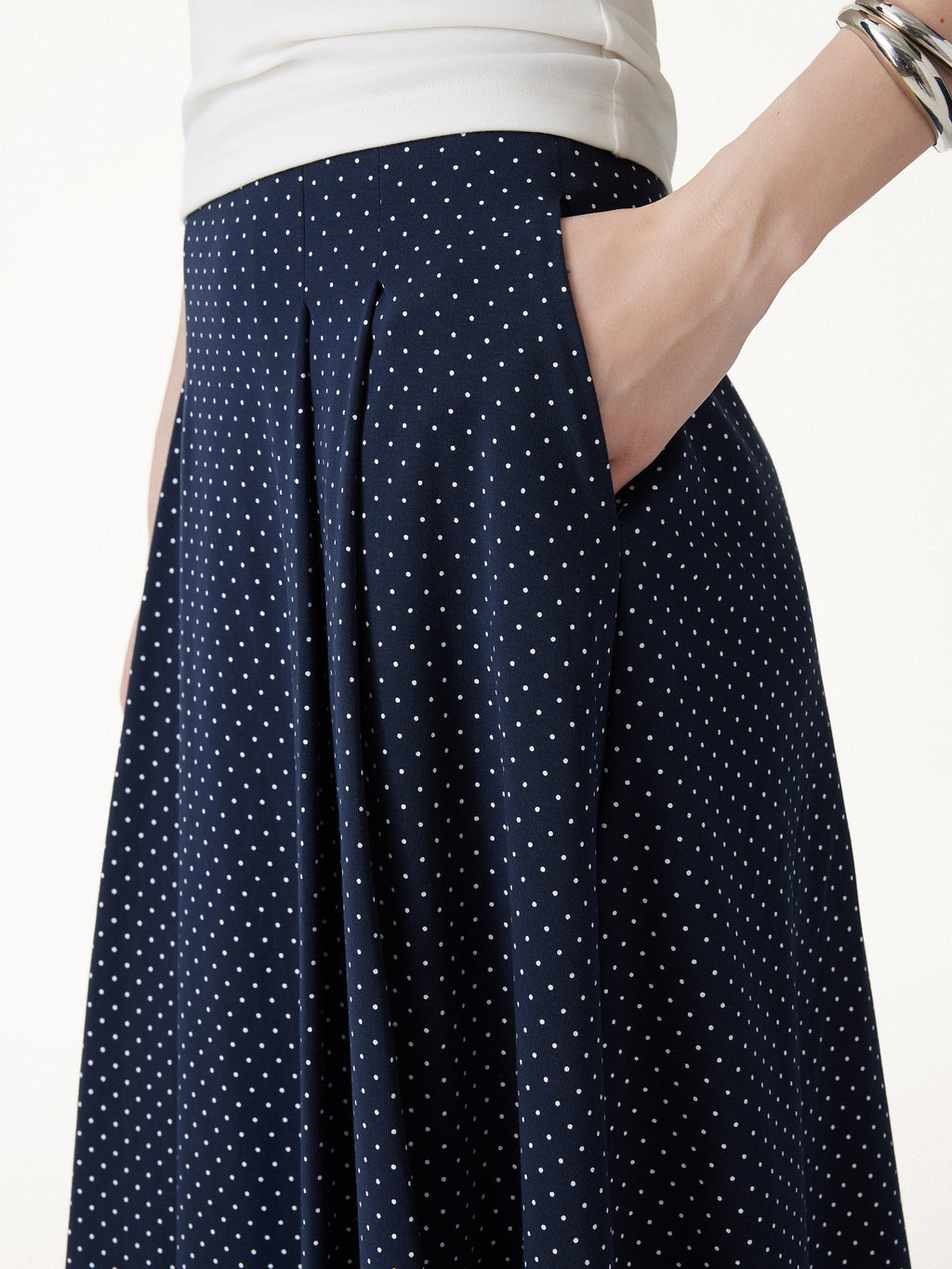 2Pcs Set Square Neck Bra Top & Midi Skirt with Pockets