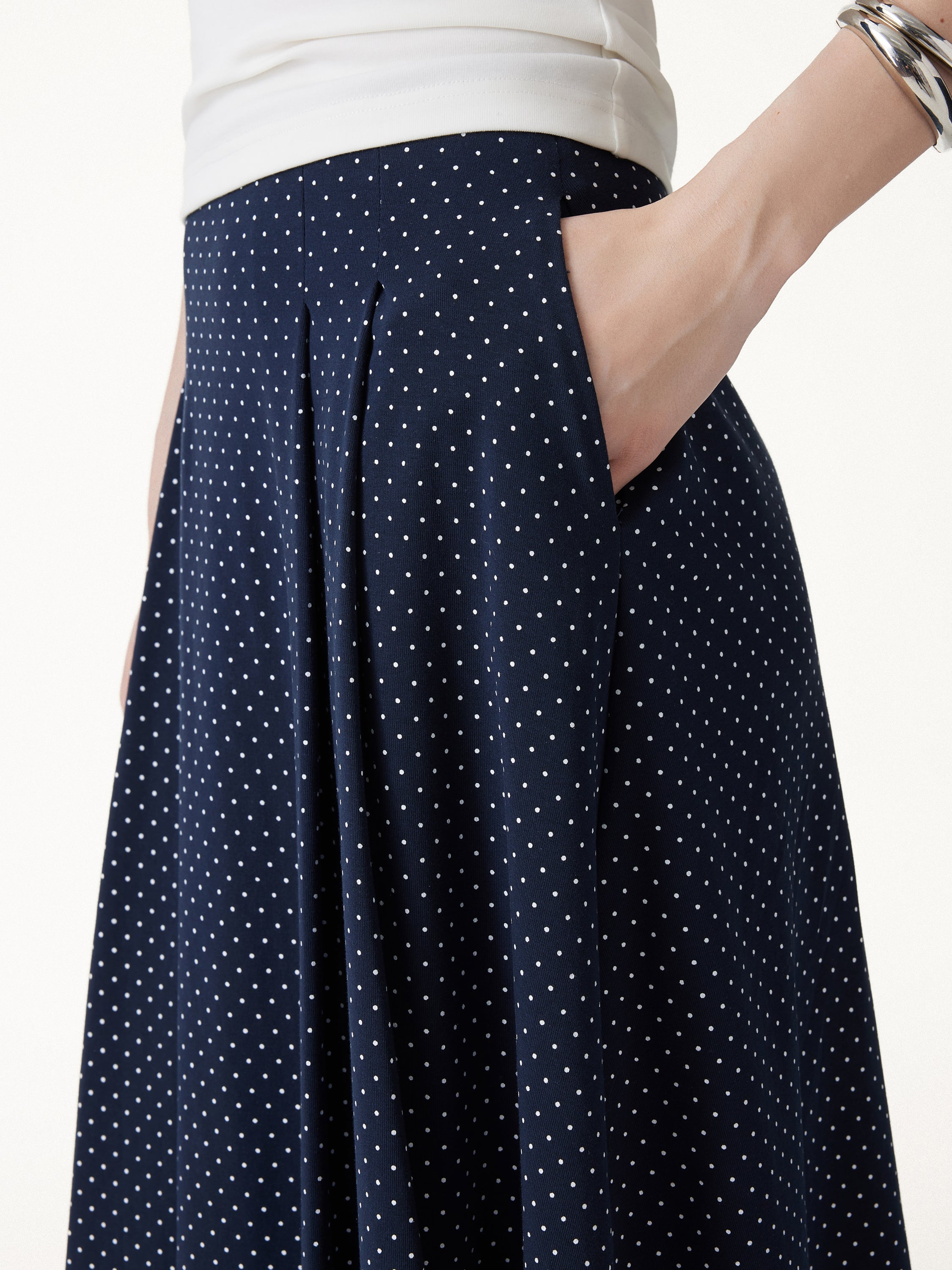 2Pcs Set Square Neck Bra Top & Midi Skirt with Pockets