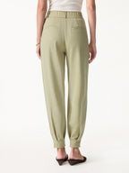 2Pcs Set Stand Collar V-Neck Top & Wrinkle-Resistant Tapered Pant