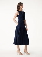 2Pcs Set Cropped Bra Top & Midi Skirt with Pockets
